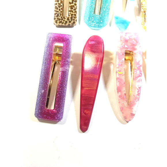 Hair Barrettes Clips Lot Of 8 Sparkles Retro Classic - Picture 5 of 11